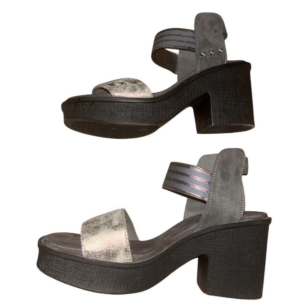 Pierre Dumas Hester Gray Womens 7.5 Metallic Platform Wedge Sandals Comfort Boho - Picture 3 of 8